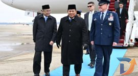 Presiden RI Prabowo Subianto didampingi Menteri ESDM mendarat di Pangkalan Militer Andrews, Washington DC. (Foto: Istimewa/Setkab.go.id)
