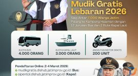 Gubernur Jawa Timur Khofifah Indar Parawansa resmi buka program mudik gratis Lebaran 2026. (Foto : Adpim for digitalJaim)