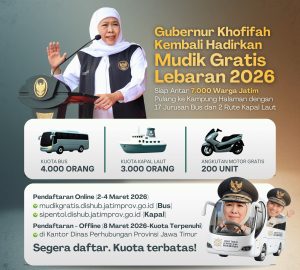 Mudik Gratis Jatim Dibuka Lagi, Gubernur Khofifah Siapkan 17 Trayek Bus dan 2 Rute Kapal