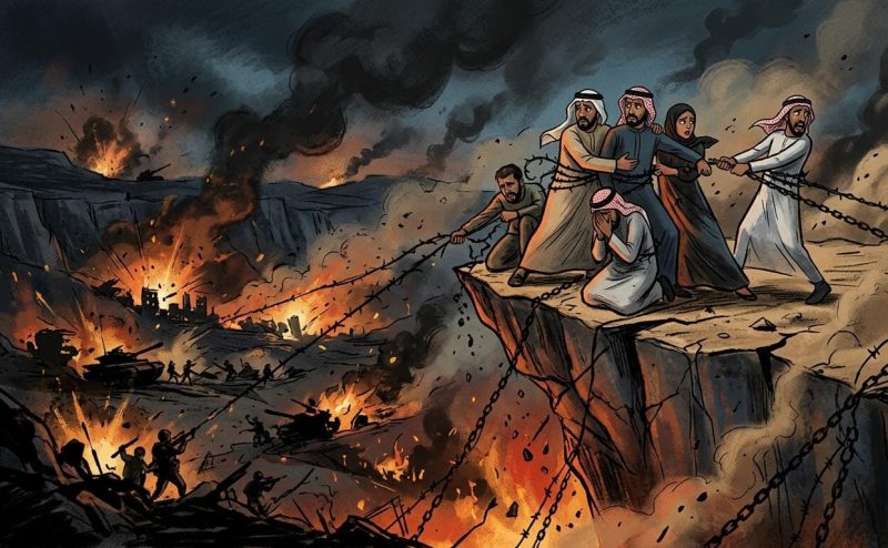 Ilustrasi negara teluk terjebak dalam peran tak diinginkan. (Foto: Gemini)