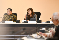 Menteri Komunikasi dan Digital (Menkomdigi) Meutya Hafid dalam Rapat Koordinasi Tingkat Menteri Sinkronisasi, Koordinasi, dan Pengendalian (SKP) Pencegahan dan Penanganan Masalah Kesehatan Jiwa Anak dan Remaja di Kantor Kementerian Koordinator Pembangunan Manusia dan Kebudayaan (Kemenko PMK), Jakarta Pusat. (Foto: Istimewa)