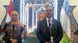 Gubernur Provinsi Jawa Timur Khofifah Indar Parawansa menerima kunjungan Gubernur Provinsi Samarkand, Uzbekistan Adiz Boboev dalam agenda gala dinner di Gedung Negara Grahadi. (Foto: Syaiful/Digitaljatim)