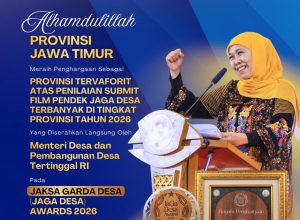 Jatim Jadi Provinsi Terfavorit di Jaksa Garda Desa Award 2026, Gubernur Khofifah: Bukti Transparansi Desa