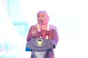 Gubernur Khofifah saat membuka Musyawarah Kerja Nasional (Mukernas) Gereja Pantekosta di Indonesia (GPdI) Tahun 2026 di Hotel Shangri-La Surabaya. (Foto: Adpim For DigitalJatim)