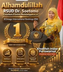 Gubernur Khofifah Bangga RSUD Dr. Soetomo Jadi Rumah Sakit Terbaik Nasional Versi SCImago 2026