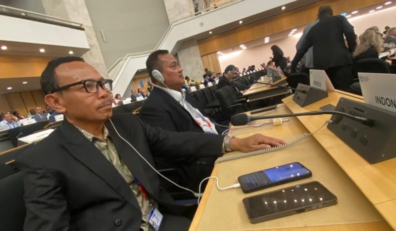 William Yani Wea dan Tonny Pangaribuan, delegasi KSPSI AGN di ILC 114 Jenewa, Swiss. (Foto: KSPSI-AGN)