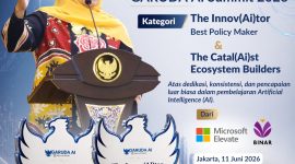 Manfaatkan AI untuk Pemerintahan, Pemprov Jatim Borong Dua Penghargaan Garuda AI Impact Summit. (Foto: Adpim for DigitalJatim)