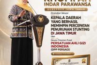 Berhasil Turunkan Stunting Jadi 14,7 Persen, Gubernur Khofifah Raih Penghargaan Persatuan Ahli Gizi Indonesia