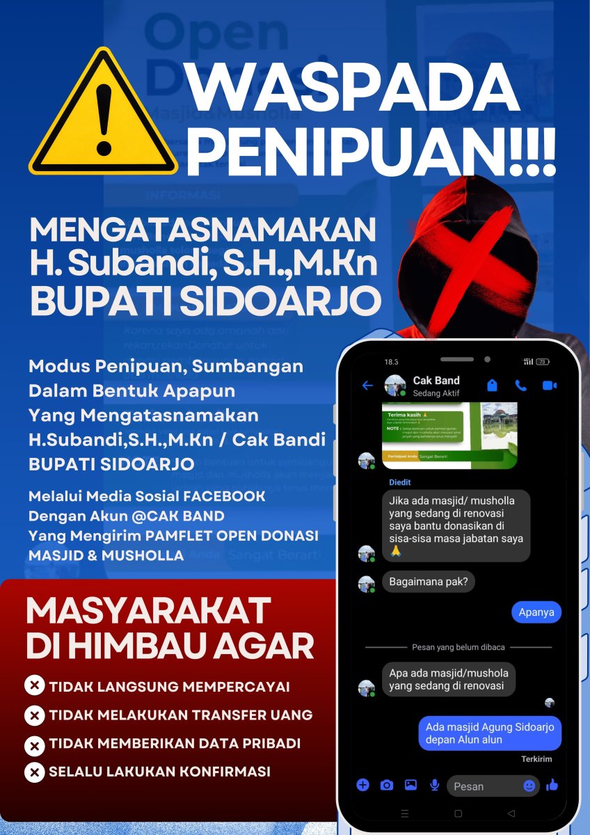 Penipu Catut Nama Bupati Subandi, Modus Minta Sumbangan hingga Kirim Rekening Palsu