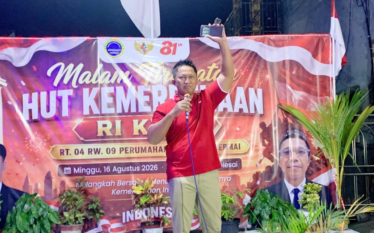 Tirakatan HUT ke-81 RI, Ketua RW 09 Rey Ajak Warga Perumahan Menganti Permai Perkuat Gotong Royong