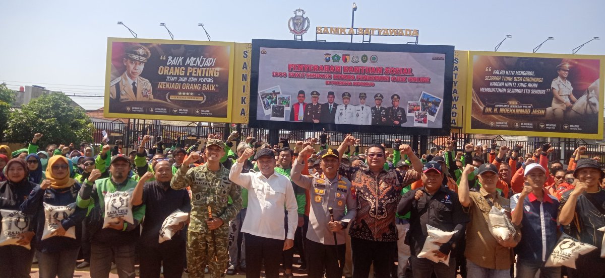 Polresta Sidoarjo Gandeng Ojol Jaga Kamtibmas, Dibuka dengan Pembagian Paket Sembako
