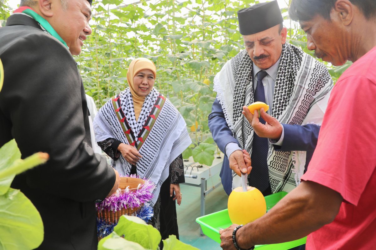 Gubernur Khofifah Ajak Tiga Tokoh Palestina Tinjau Inovasi Masjid Al-Akbar, Ada Kebun Melon Berbasis IoT