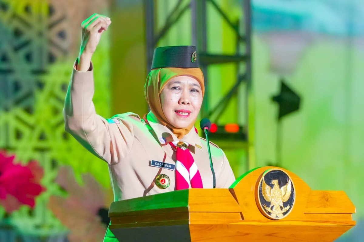 Gubernur Khofifah Dampingi Menag Buka PPSN VI, Ajak Santri Pramuka Jaga Keutuhan NKRI